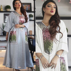 Dubai Beads And Sequins Embroidered Robe